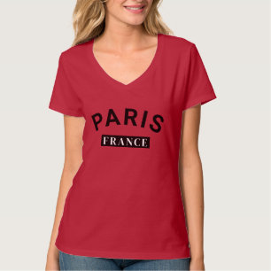 Elegant Paris France Mark Deep Red V-Neck T-Shirt