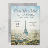 Elegant Paris View Eiffel Tower Save the Date (Front/Back)