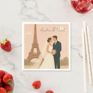 Elegant Paris Wedding Napkins Eiffel Tower Design