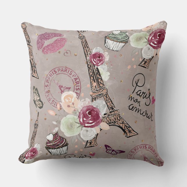 Elegant Parisian-Inspired  Throw Pillow (Front)