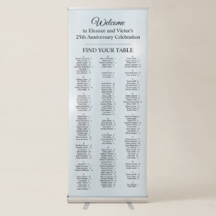 Elegant Party Alphabetical 150 Guest Seating Chart Retractable Banner