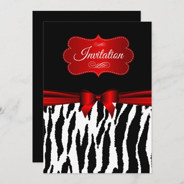 Elegant Party Celebration - Zebra | Invitation (Front/Back)