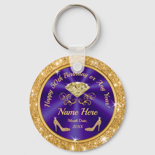 Elegant Party Favors for 50th Birthday Female Keychain