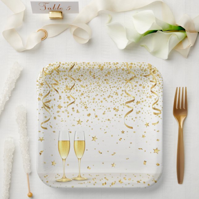 Elegant Party Glow – Modern Neon Celebration Desig Paper Plates (Wedding)