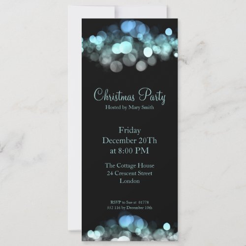 Elegant Party Invitation Blue Shimmering Lights Invitation