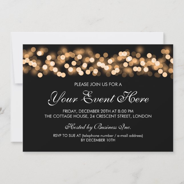 Elegant Party Invitation Gold Hollywood Glam (Front)
