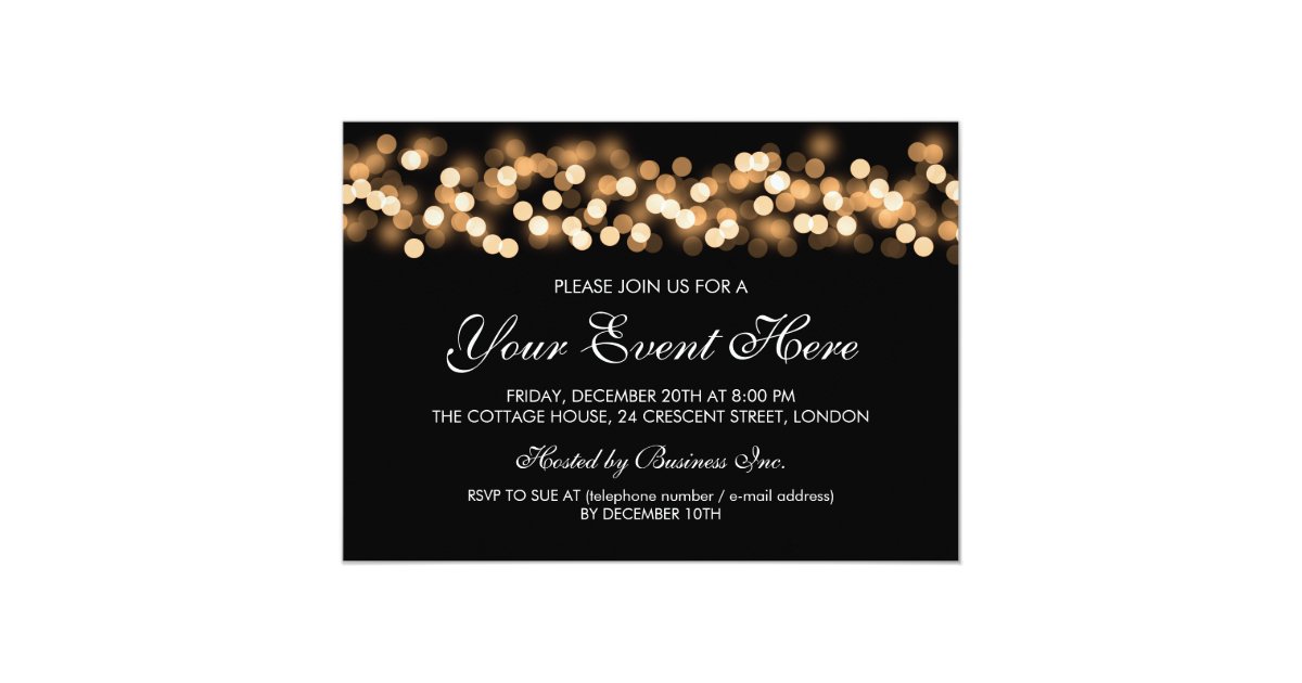 Elegant Party Invitation Gold Hollywood Glam Zazzle Com
