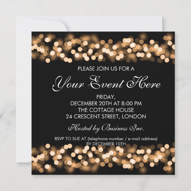 Elegant Party Invitation Gold Hollywood Glam (Front)