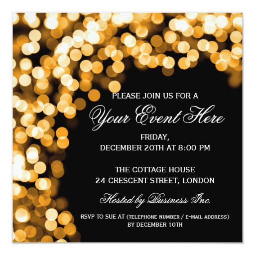 Elegant Party Invitation Gold Sparkly Black | Zazzle