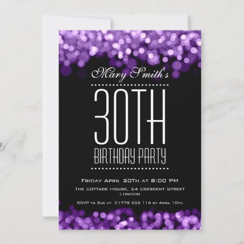 Elegant Party Invitation Sparkling Lights Purple 5" X 7" Invitation Card