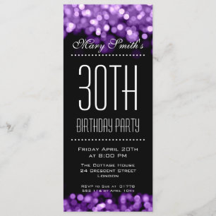 Elegant Party Invitation Sparkling Lights Purple