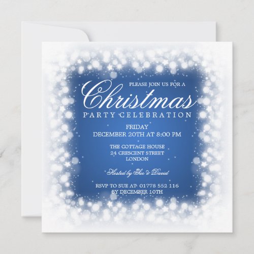 Elegant Party Magic Sparkle Blue Invitation