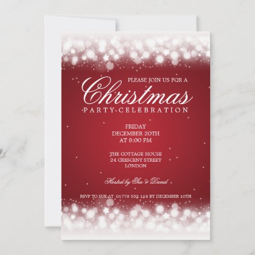 Elegant Party Magic Sparkle Red Invitation