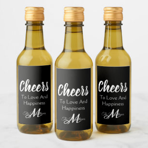 Elegant Party Monogram Cheers Favor Mini Bottle Wine Label