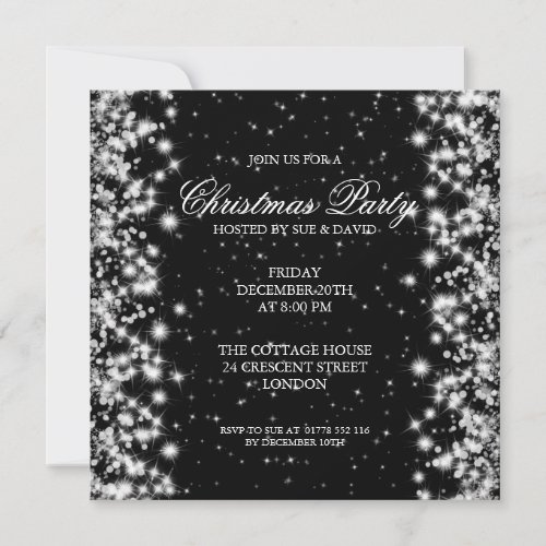 Elegant Party Sparkle Black Custom Invites