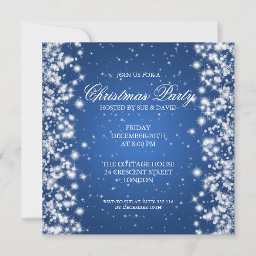 Elegant Party Sparkle Blue Invitation