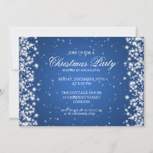 Elegant Party Sparkle Blue Invitation