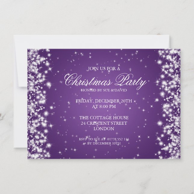 Elegant Party Sparkle Purple Invitation (Front)