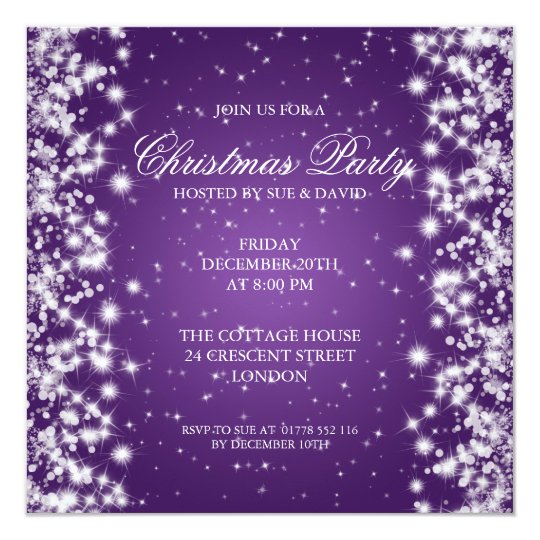 Elegant Party Sparkle Purple Invitation | Zazzle.com