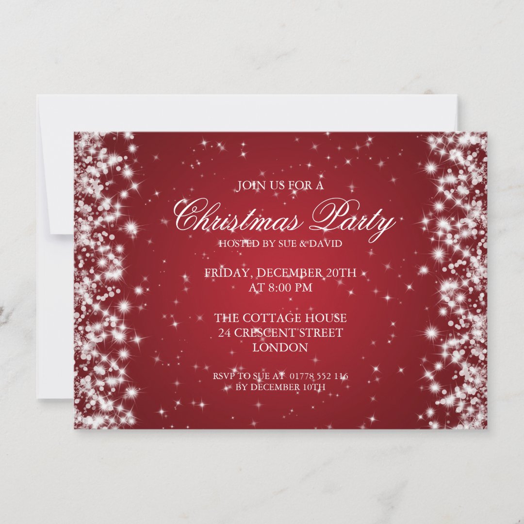 Elegant Party Sparkle Red Invitation | Zazzle