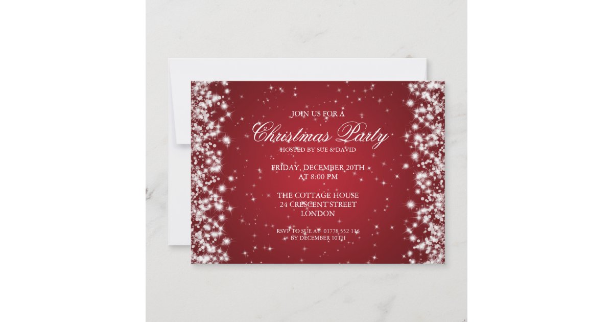 Elegant Party Sparkle Red Invitation | Zazzle