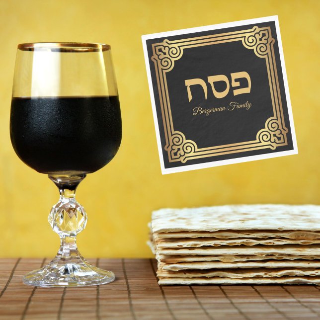 Elegant Passover Black and Gold  Napkins (Creator Uploaded)