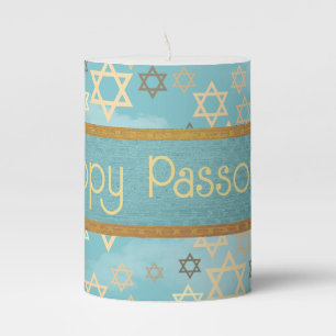 Elegant Passover Star of David Pillar Candle