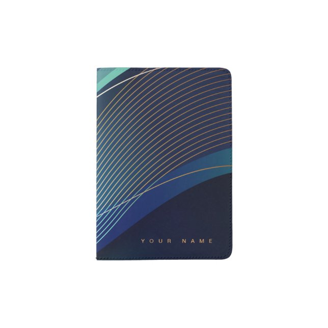 ELEGANT PASSPORT HOLDER BLUE AND GOLD (Front)