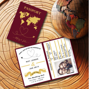Elegant Passport Wedding Invitation Travel Design