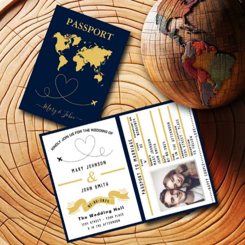 Elegant Passport Wedding Invitation Travel Design