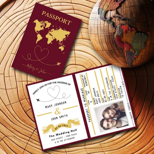 Elegant Passport Wedding Invitation Travel Design