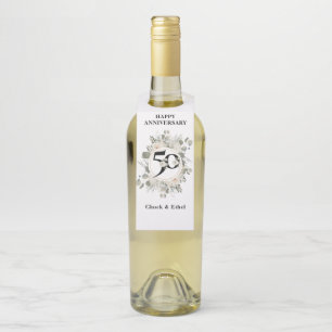 Elegant Pastel 50th ANNIVERSARY Bottle Hanger Tag