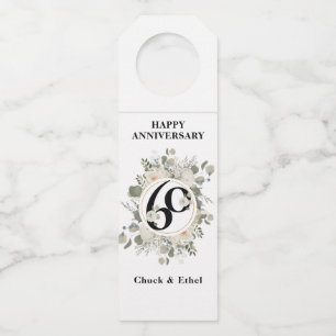 Elegant Pastel 60th ANNIVERSARY Bottle Hanger Tag