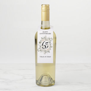 Elegant Pastel 65th ANNIVERSARY Bottle Hanger Tag