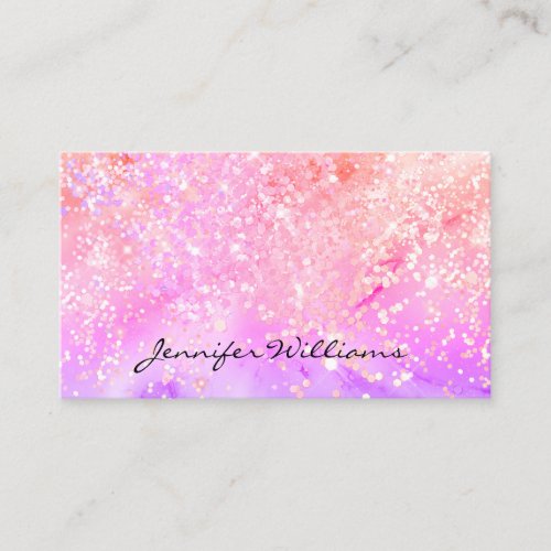 Elegant Pastel Alcohol Ink Holographic Glitter Bus Business Card