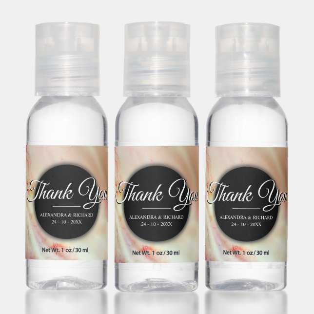 Elegant Pastel Alcohol Ink Thank You Wedding Favor Hand Sanitizer (Set)