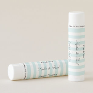 Elegant Pastel Aqua Stripes Wedding Favor Lip Balm