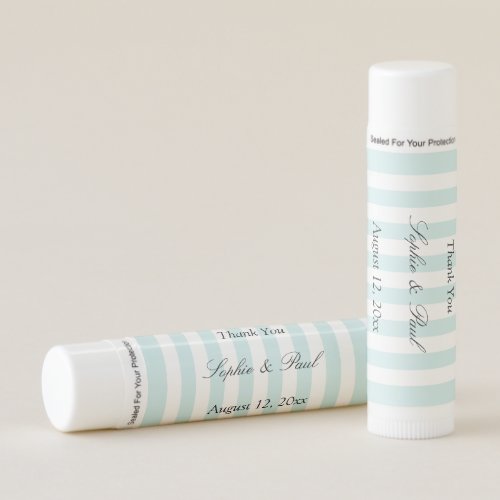 Elegant Pastel Aqua Stripes Wedding Favor Lip Balm