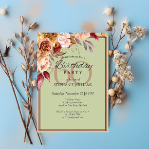 Elegant Pastel Autumn Flower 60th Birthday Party Invitation