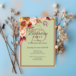 Elegant Pastel Autumn Flower 70th Birthday Party Invitation