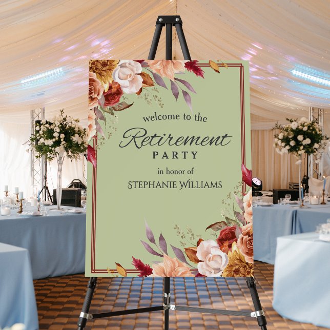 Elegant Pastel Autumn Flower Retirement Party Foam Board (Creator Uploaded)