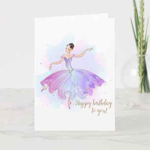 Elegant Pastel Ballerina Birthday Wishes Card