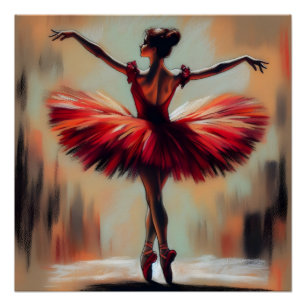 Elegant Pastel Ballerina in Red Tutu Poster