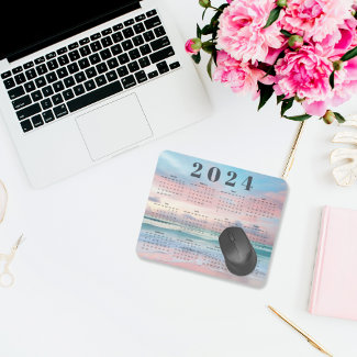 Elegant Pastel Beach Sunset 2024 Year Calendar