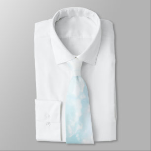 Elegant pastel blue and pink heavenly clouds neck tie