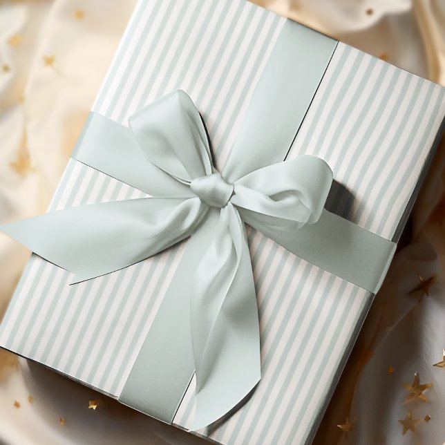 Elegant Pastel Blue and White Thin Stripes Wrapping Paper (Elegant Striped Wrapping in Pastel Blue & White. Chic & Timeless. For All Occasions and  All Ages.)