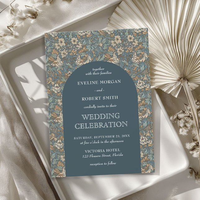 Elegant pastel blue beige floral Art Nouveau Invitation (Elegant pastel blue beige floral Art Nouveau Invitation)