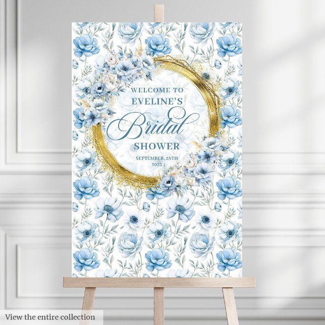 Elegant pastel blue floral bridal shower welcome  foam board (Elegant pastel blue floral bridal shower welcome Foam Board)