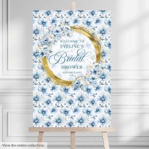 Elegant Pastel Blue Gold Bridal Shower Welcome Foam Board