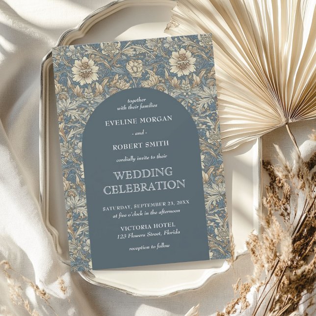 Elegant pastel blue ivory floral Art Nouveau Invitation (Elegant pastel blue ivory floral Art Nouveau Invitation)